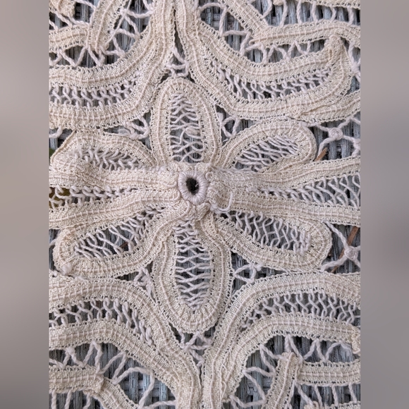 Antique Applique Leaves Battenburg Tape Lace Net Victorian Pillow Layover 90x31 - Picture 3 of 10